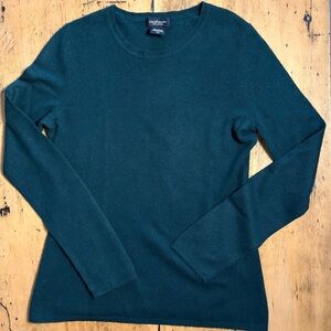 Lord & Taylor Forest Green Cashmere Crewneck Sweater EUC Size Medium